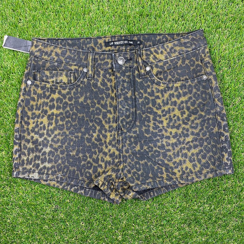 Lip Service leopard high waist 28 shorts denim jean shorts animal print